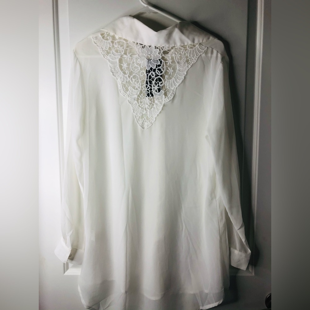 Sheer white top size small